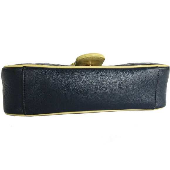 Auth GUCCI GG MarmontShoulder Bag Burgundy/Navy/Gold leather/metal s0033g - Picture 5 of 12